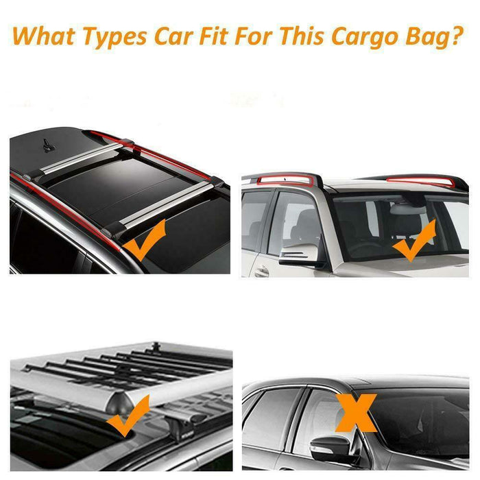 458 Litre Large Car Cargo Travel Rain Proof Roof Top Bag Storage Carrier Box Streetwize - Bars 4 Cars