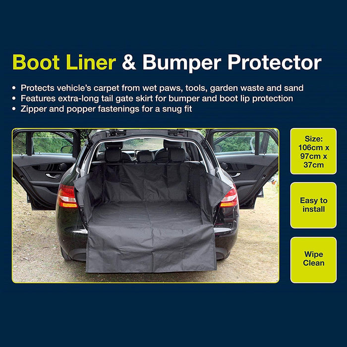 Sakura Heavy Duty Water Resistant Car Boot Liner Mat & Bumper Protector - Black