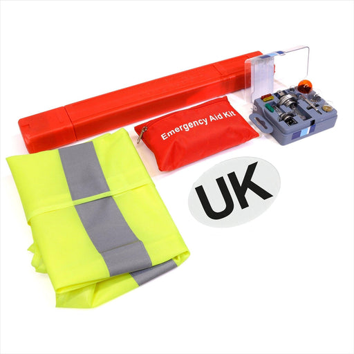 European Breakdown Emergency Travel Kit Triangle Vest Bulb Kit UK Sticker UK Camping And Leisure