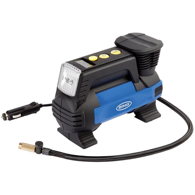 Ring RAC820 12V Fast Flow Digital Tyre Inflator Preset Function Adaptor Set 4x4 Van Car Ring - Bars 4 Cars