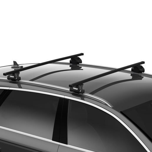 Thule SquareBar Evo Roof Bars Black fits Dacia Sandero Hatchback 2008-2012 5-dr with fixed points and flush rail foot image 2