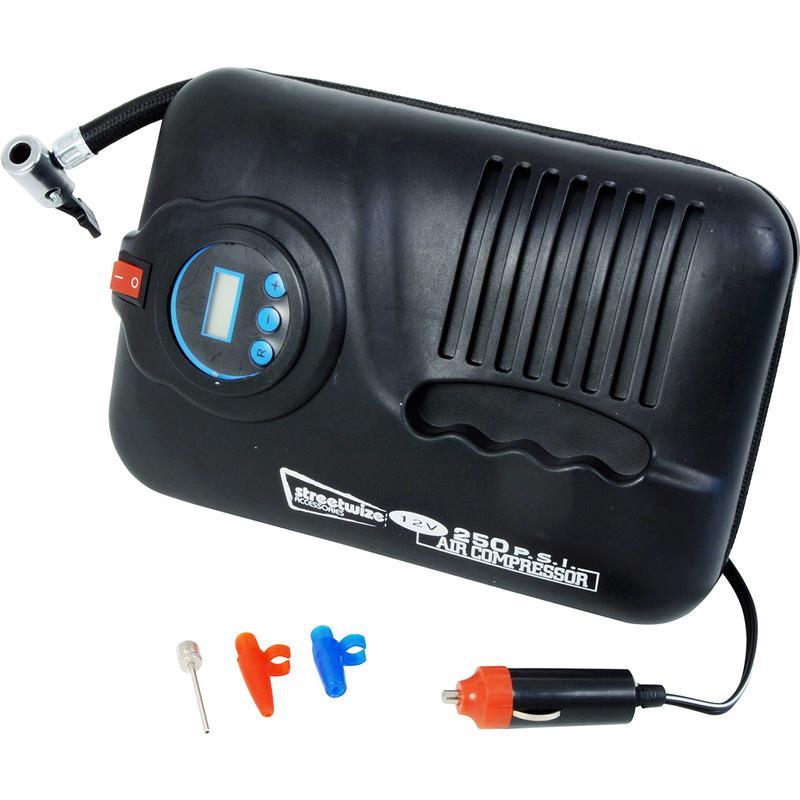 Swac5 Slim 12v Digital Automatic Cut-off Car Van Bike Tyre Compressor Inflator Streetwize - Bars 4 Cars